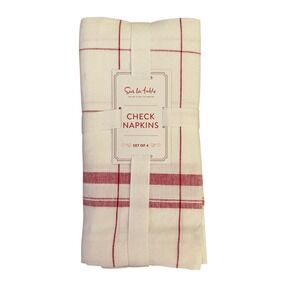 Sur La Table Red Gingham Check Napkins Set of 4 100 Cotton Cafe Kitchen Dining